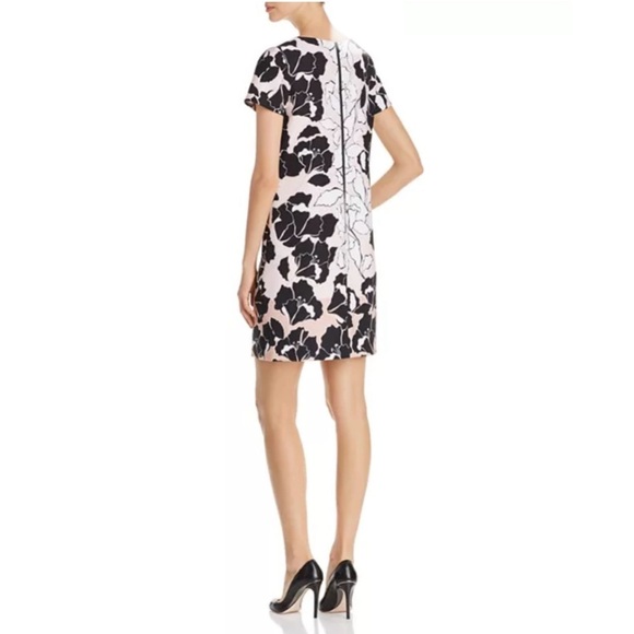 KARL LAGERFELD PARIS Floral-Print Shift Dress US2 short sleeve pink black white - Picture 2 of 14